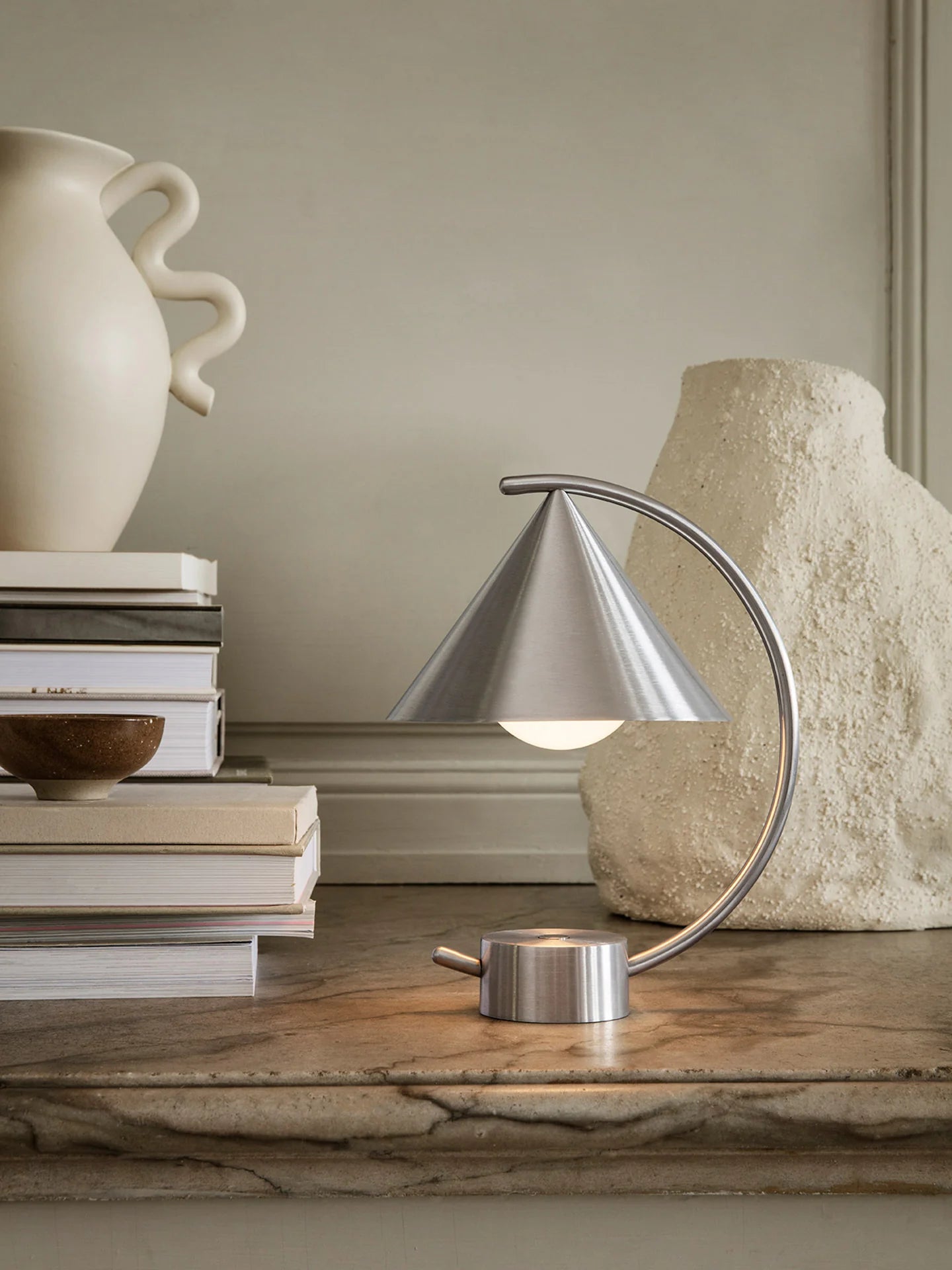 meridian portable lamp - brushed steel