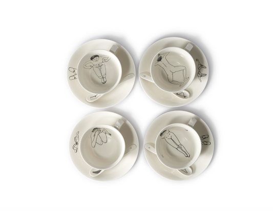 undressed coffee cups set of 4