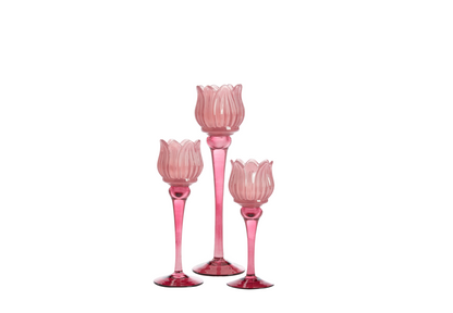 flower thealight set of 3 dark pink